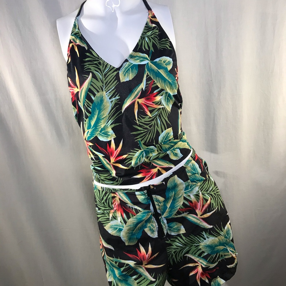 Two piece swim suit.